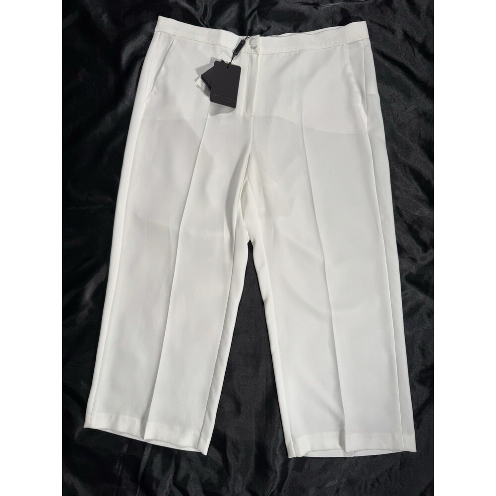 NEW MARINA RINALDI Trousers Pants Plus Sz 18 White High Rise Wide Leg